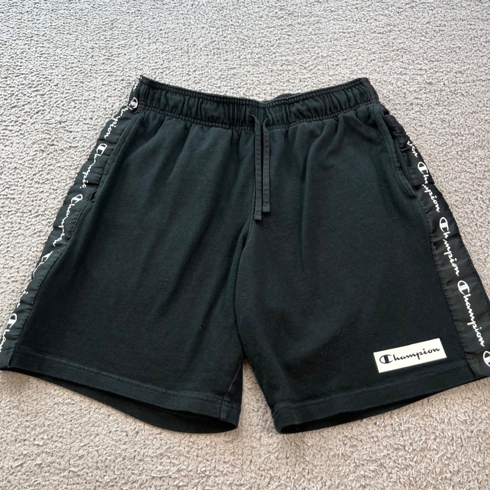 Champion Mens Black Jersey Logo Tape Athletic Shorts Medium 875925-003